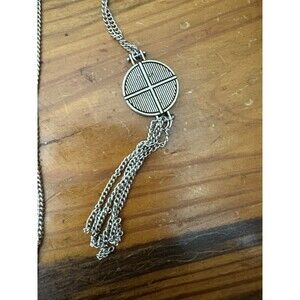 Vintage Silver Tone Tassel Pendant ~40” Chain Vintage